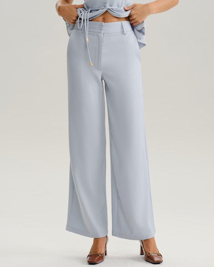 SALE | Blue Natural Waisted Straight Pants