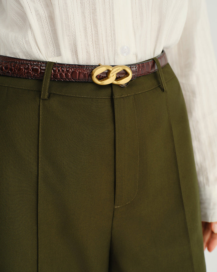 SALE | Green Natural Waisted Pocket Straight Pants
