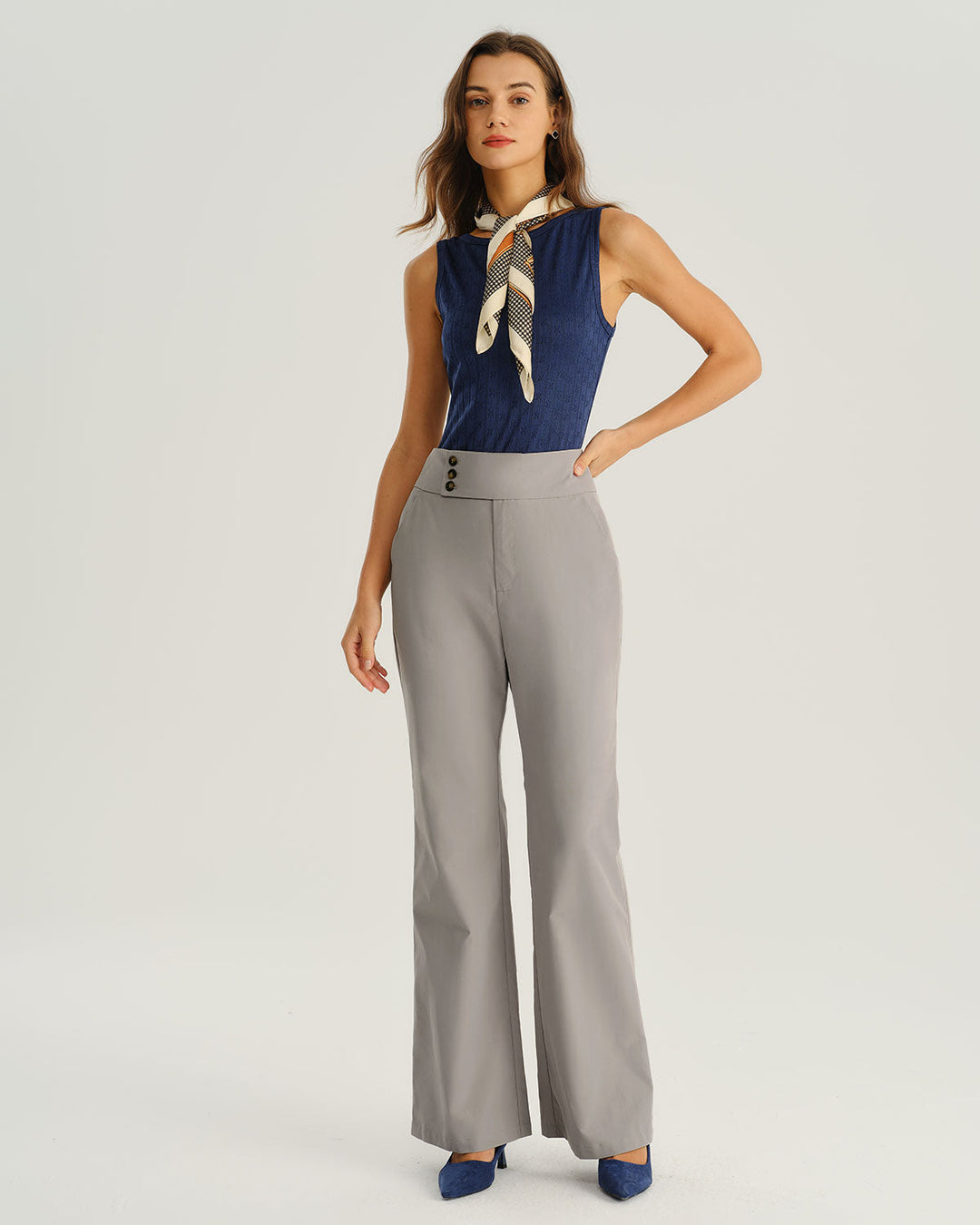 SALE | Grey High Waisted Pocket Flared Pants