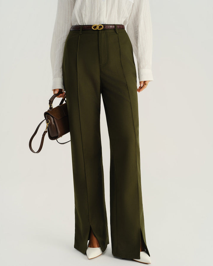 SALE | Green Natural Waisted Pocket Straight Pants