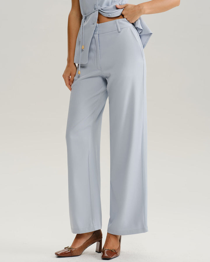 SALE | Blue Natural Waisted Straight Pants