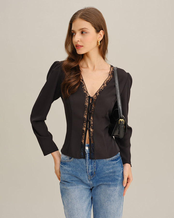 SALE | Black See Through Lace Blouse