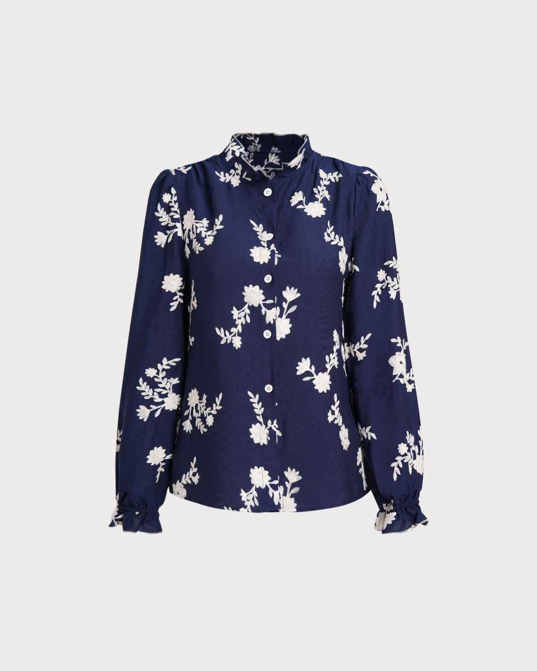 SALE | Navy Floral Poet Sleeve Shirt