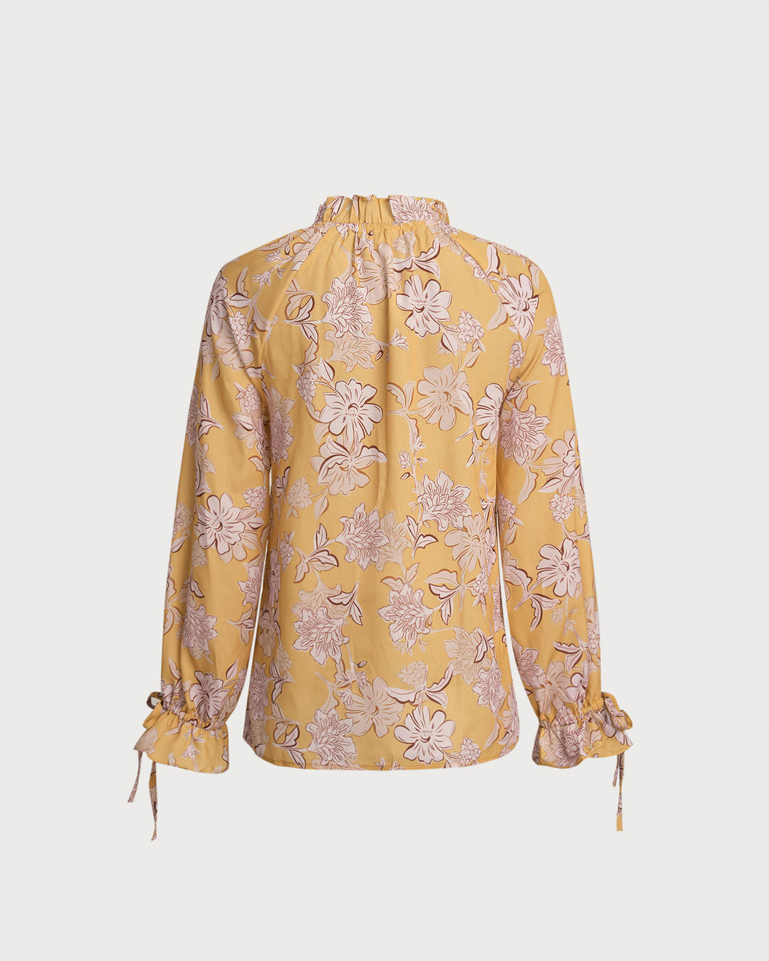 SALE | Yellow Floral Ruffle Bell Sleeve Shirt