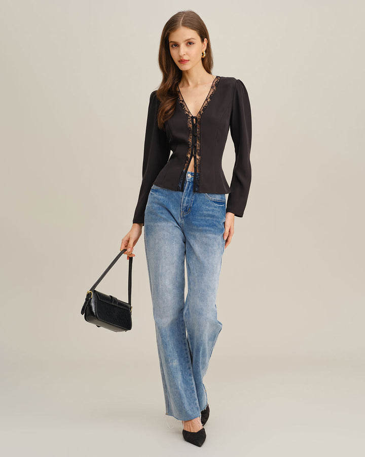 SALE | Black See Through Lace Blouse