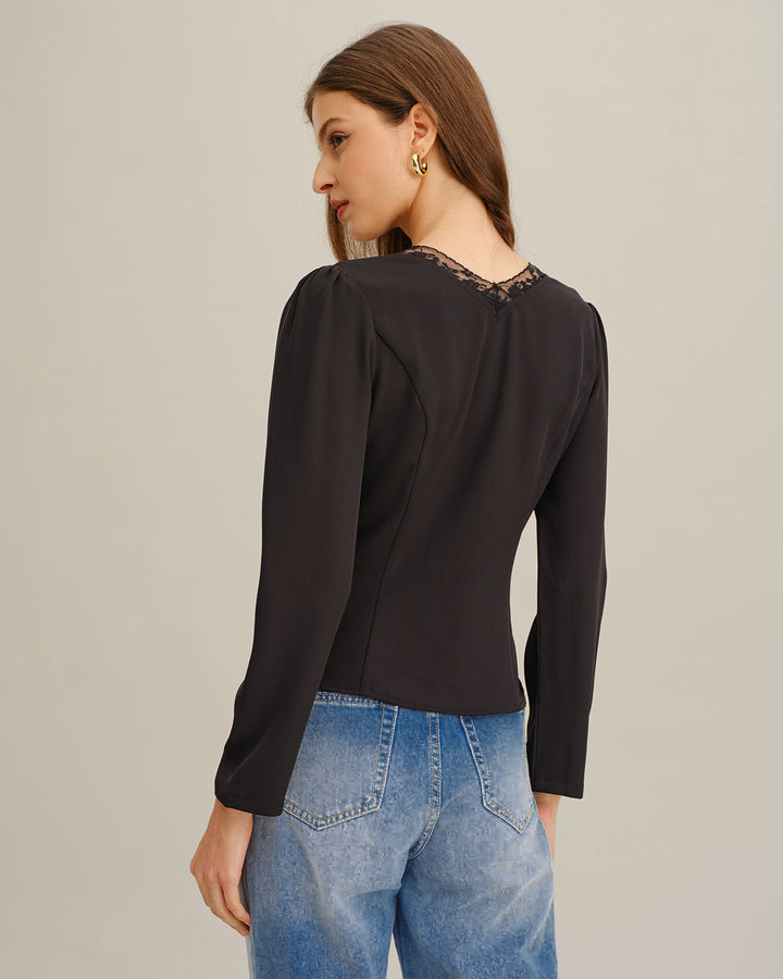 SALE | Black See Through Lace Blouse
