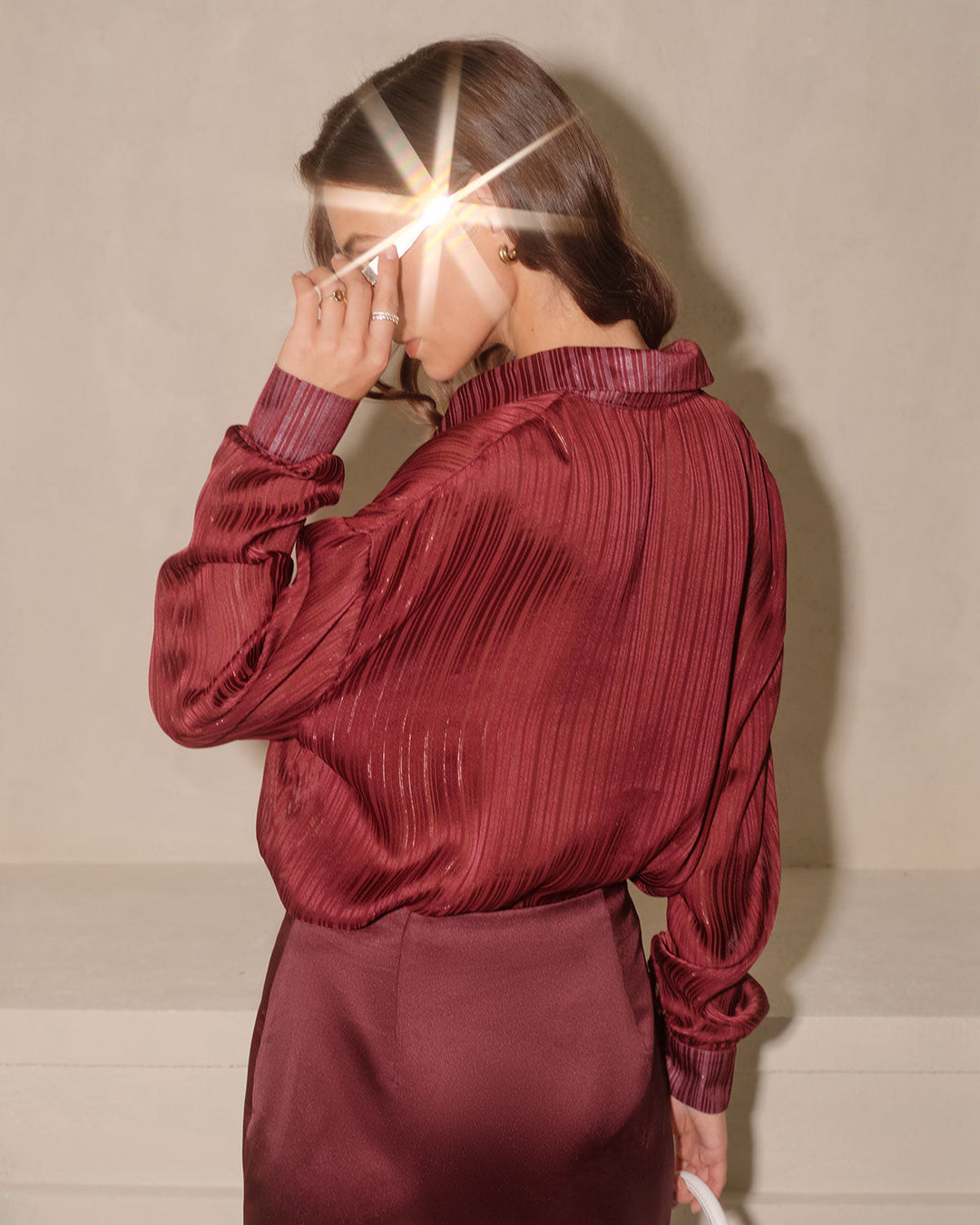SALE | Wine Red Sparkly Loose Shirt