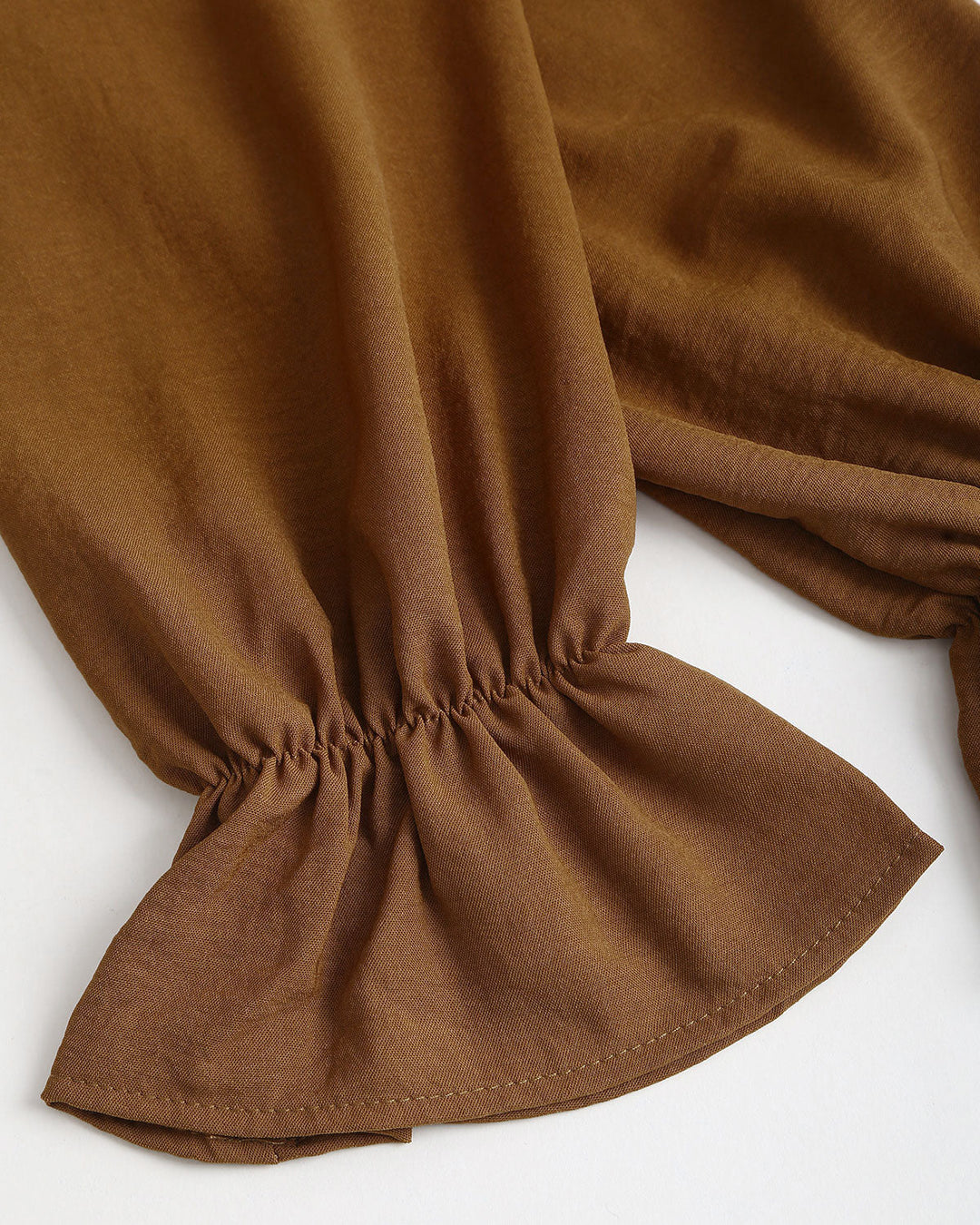 SALE | Caramel Ruched Poet Sleeve Shirt