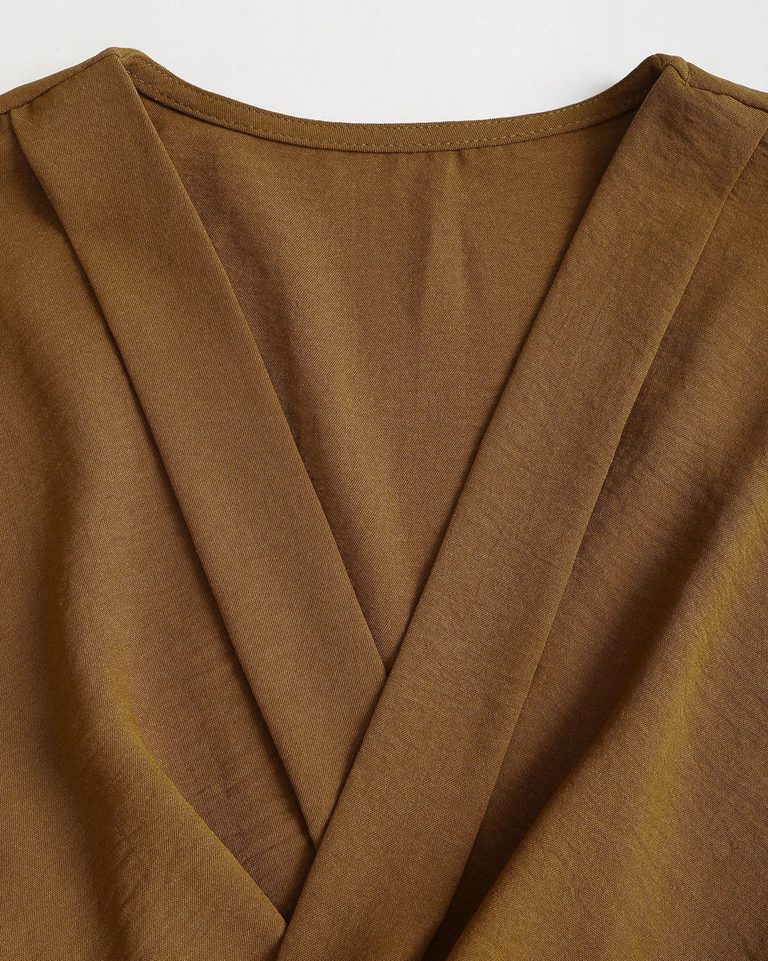SALE | Caramel Ruched Poet Sleeve Shirt