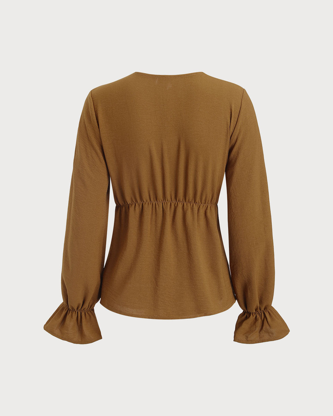 SALE | Caramel Ruched Poet Sleeve Shirt
