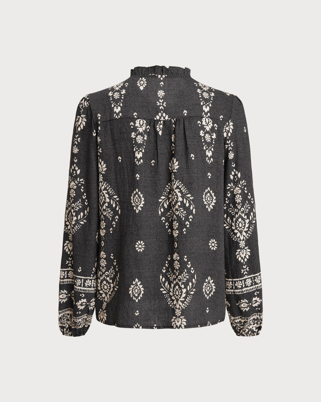 SALE | Black Floral Lantern Sleeve Shirt
