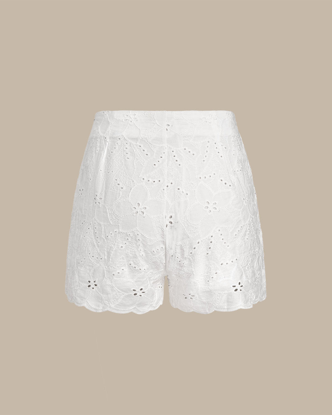 SALE | White Jacquard Natural Waisted Shorts