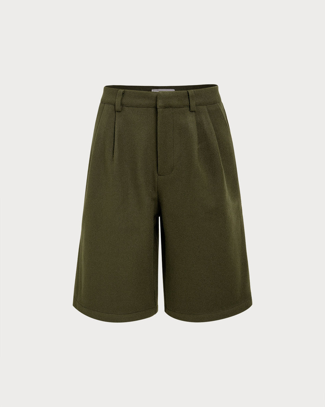 SALE | Green Pleated Knee-Length Shorts