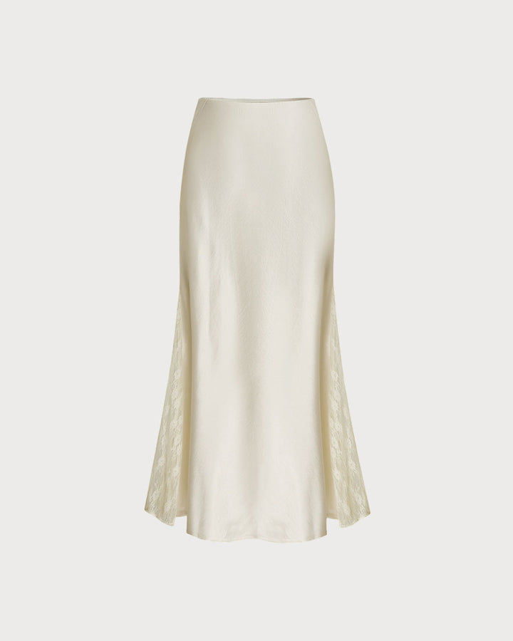 SALE | Beige Elastic Waist Natural Waisted Mermaid Skirt