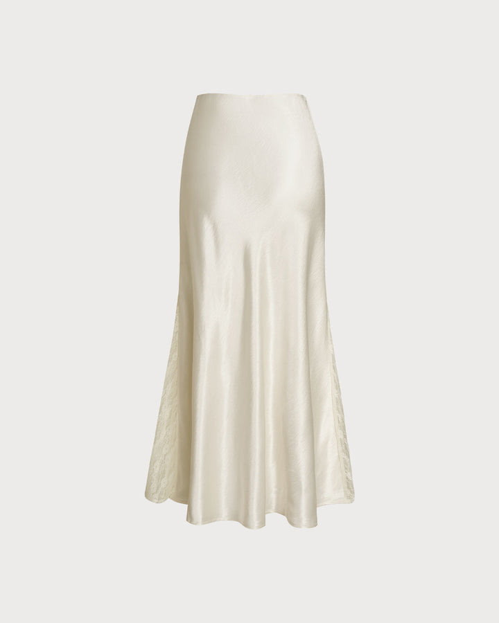 SALE | Beige Elastic Waist Natural Waisted Mermaid Skirt