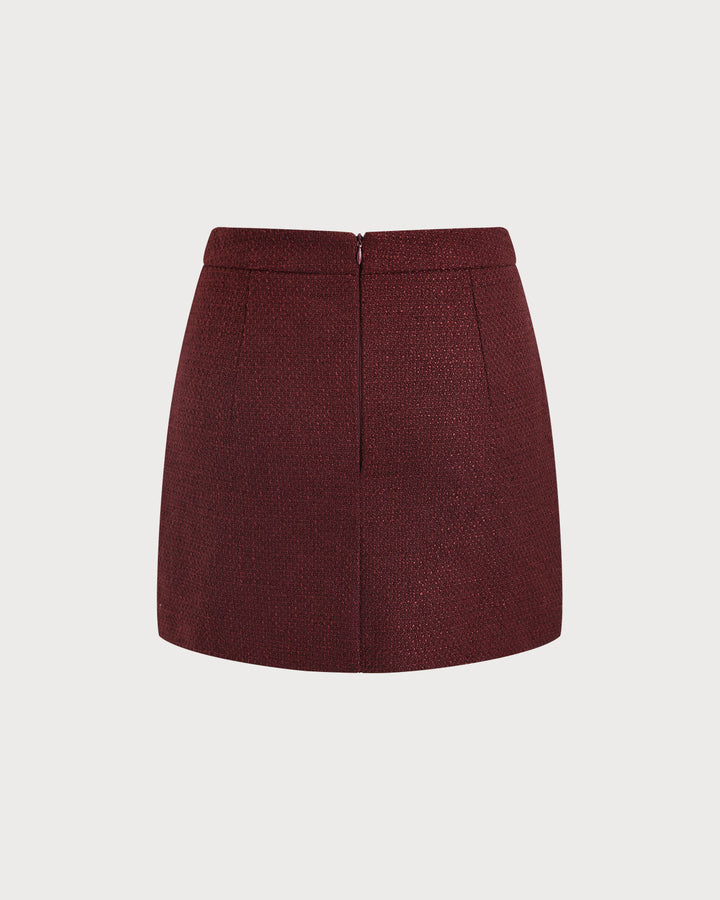 SALE | Wine Red Natural Waisted Straight Skirt