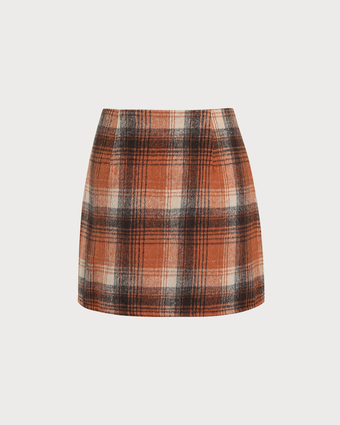 SALE | Orange Plaid Natural Waisted Mini Skirt