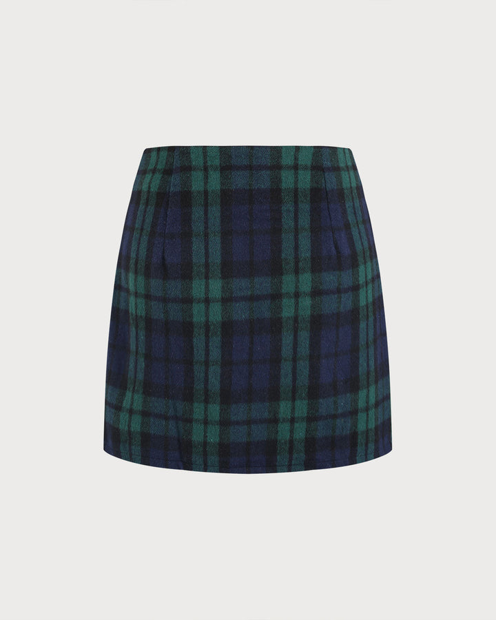 SALE | Green Plaid Straight Mini Skirt