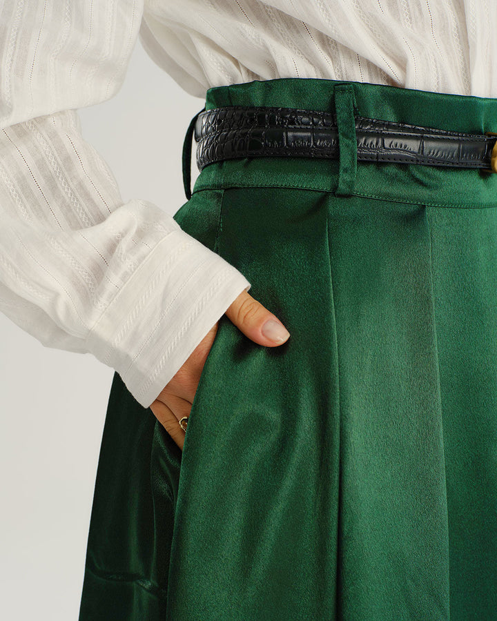 SALE | Green Pocket Flared Midi Skirt