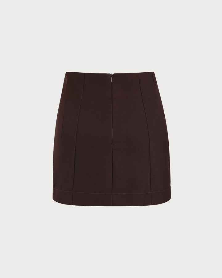 SALE | Coffee Natural Waisted A-Line Mini Skirt