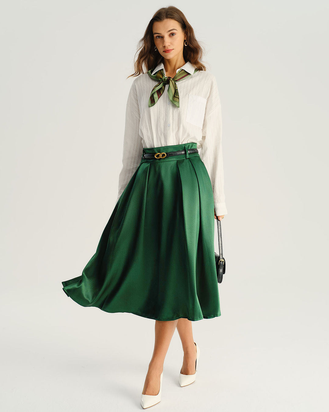 SALE | Green Pocket Flared Midi Skirt