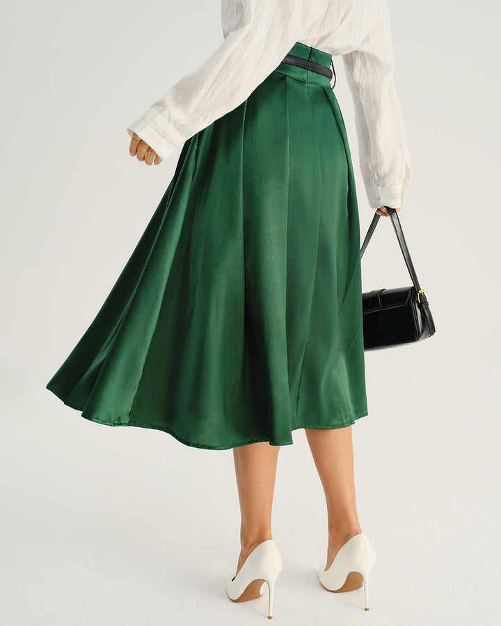 SALE | Green Pocket Flared Midi Skirt