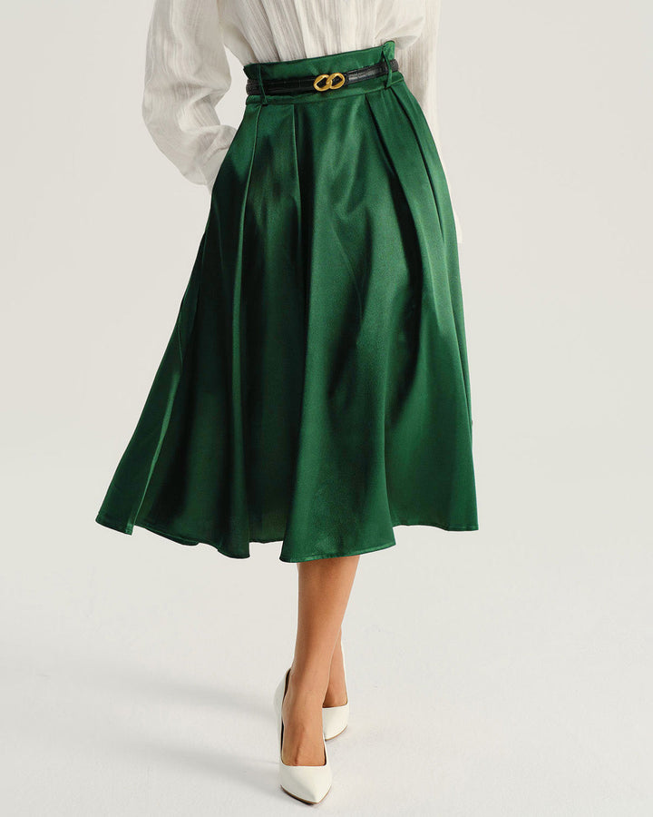 SALE | Green Pocket Flared Midi Skirt