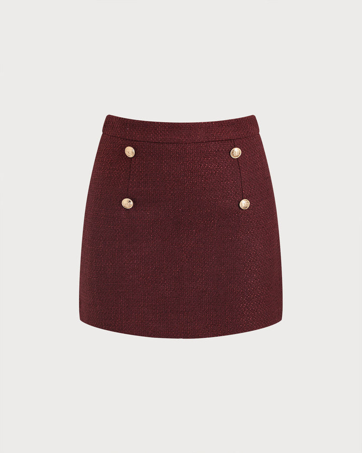 SALE | Wine Red Natural Waisted Straight Skirt