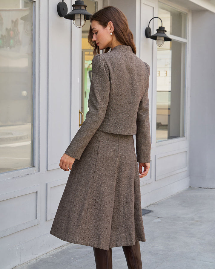 SALE | Brown Natural Waisted A-Line Midi Skirt