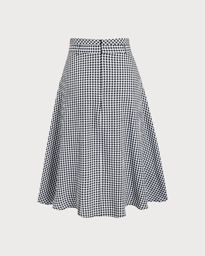SALE | Black Plaid A-Line Midi Skirt