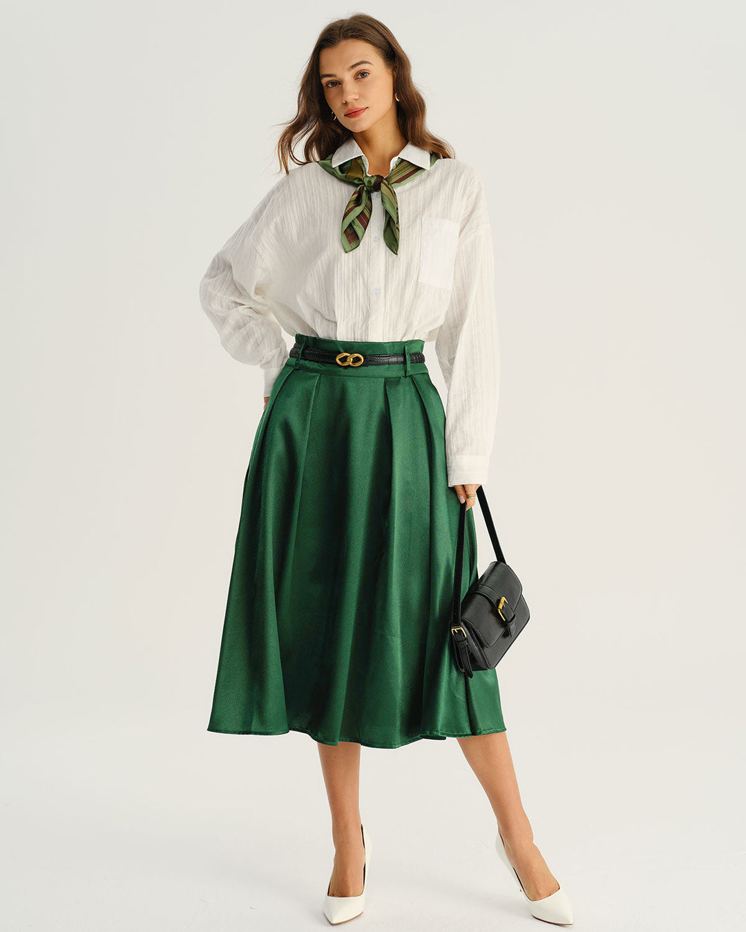 SALE | Green Pocket Flared Midi Skirt