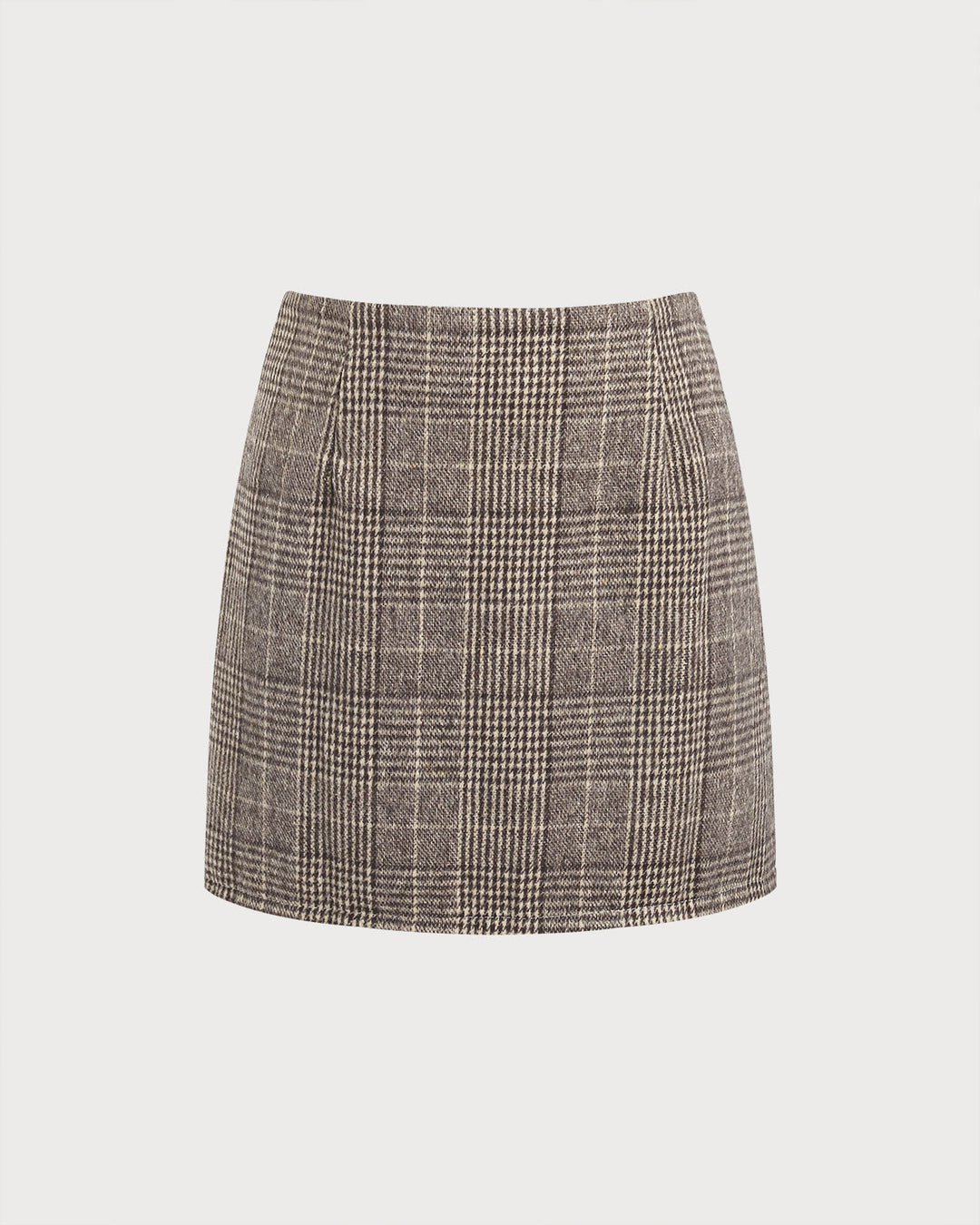 SALE | Brown Plaid Straight Mini Skirt