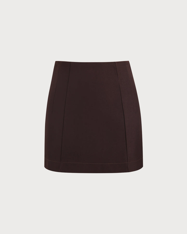 SALE | Coffee Natural Waisted A-Line Mini Skirt