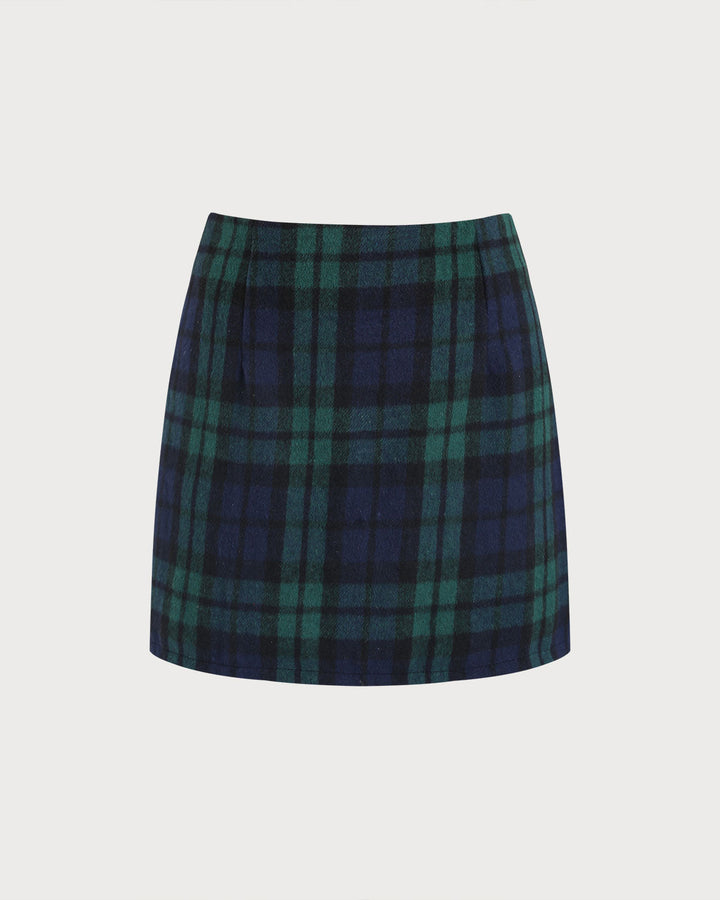 SALE | Green Plaid Straight Mini Skirt