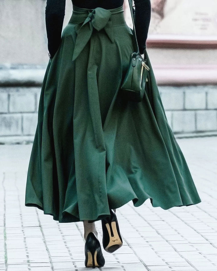 SALE | Green  High Waisted Flared Skirt