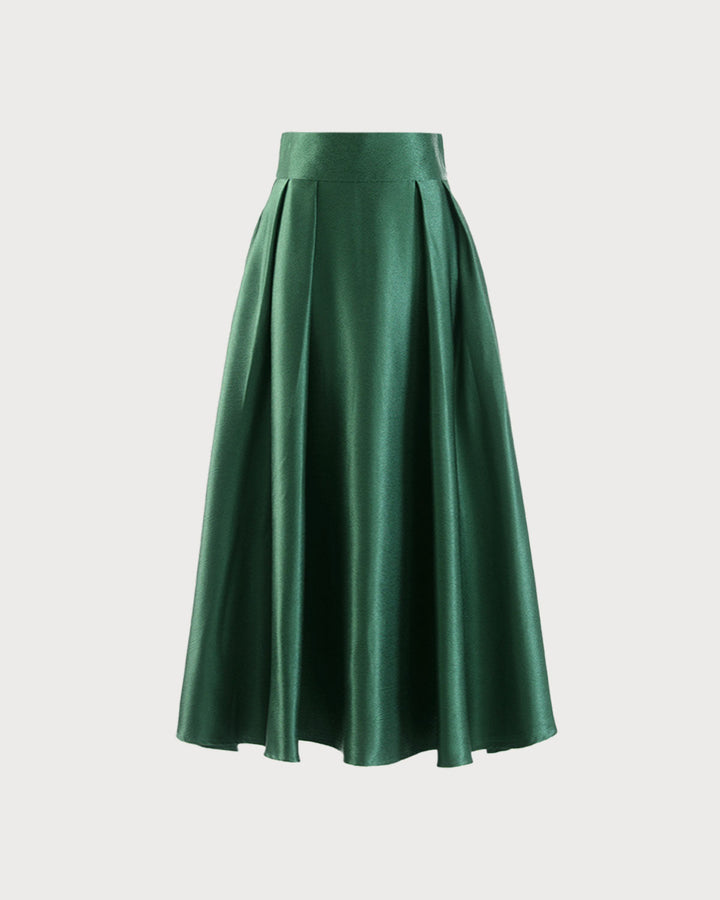 SALE | Green Pocket Flared Midi Skirt
