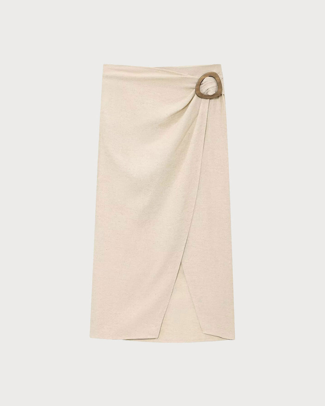 SALE | Apricot Linen Natural Waisted Midi Skirt