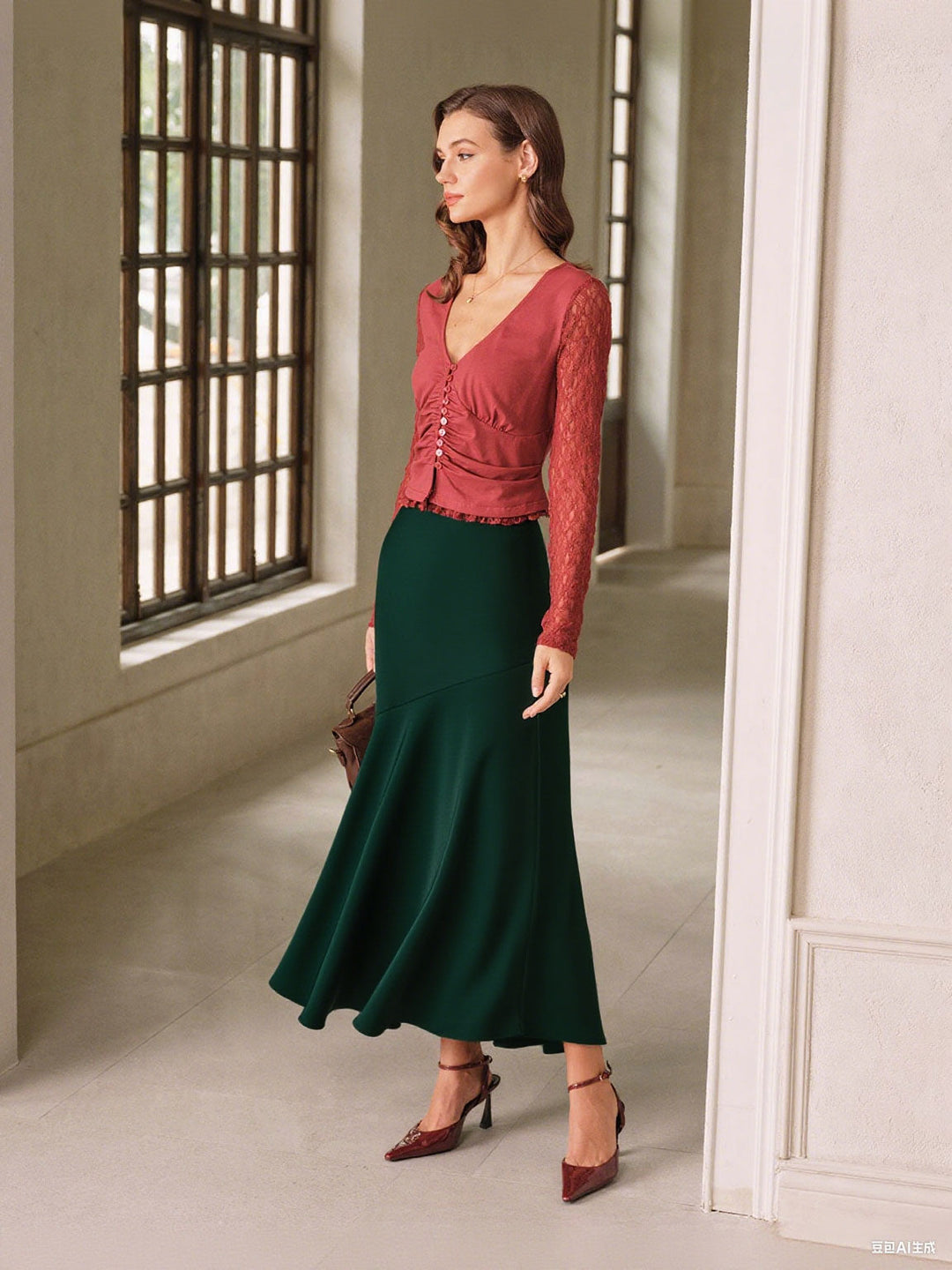 SALE | Green High Waisted Mermaid Skirt
