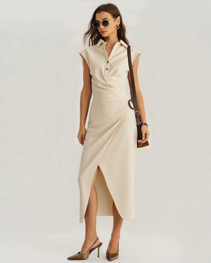 SALE | Apricot Linen Natural Waisted Midi Skirt