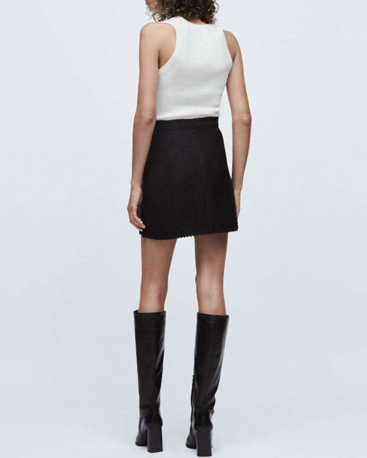 SALE | Black Natural Waisted A-line MIni Skirt