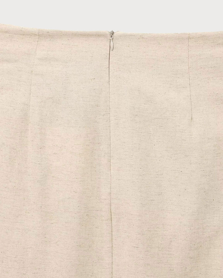 SALE | Apricot Linen Natural Waisted Midi Skirt