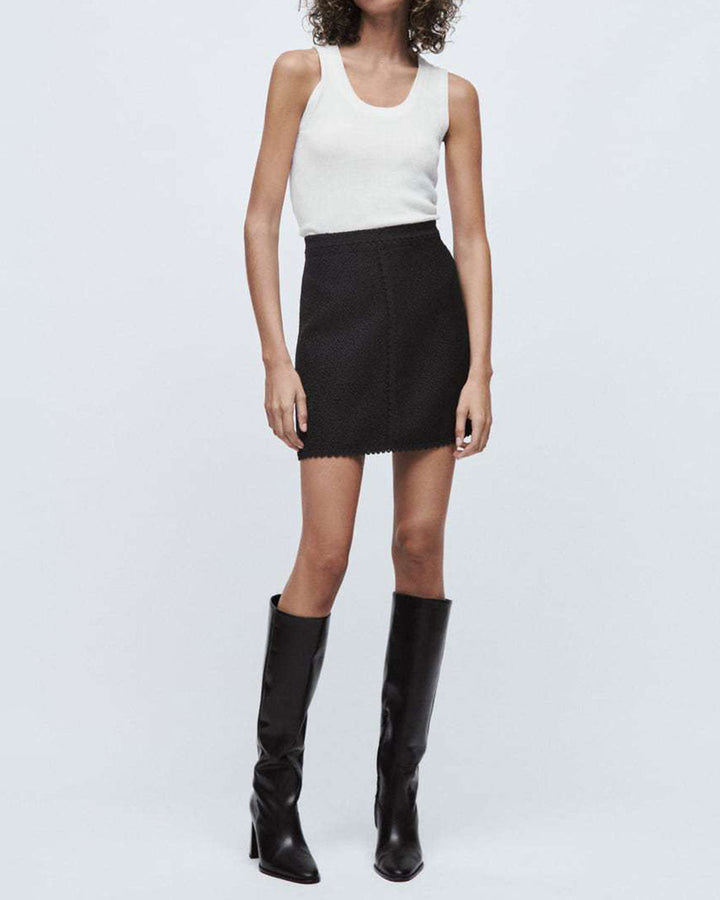 SALE | Black Natural Waisted A-line MIni Skirt