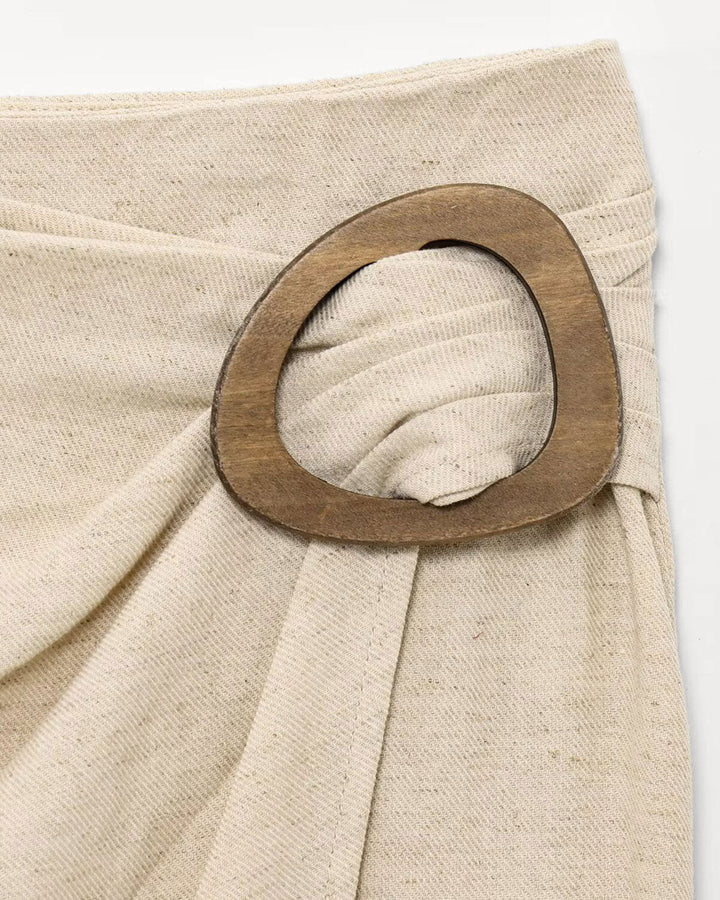 SALE | Apricot Linen Natural Waisted Midi Skirt