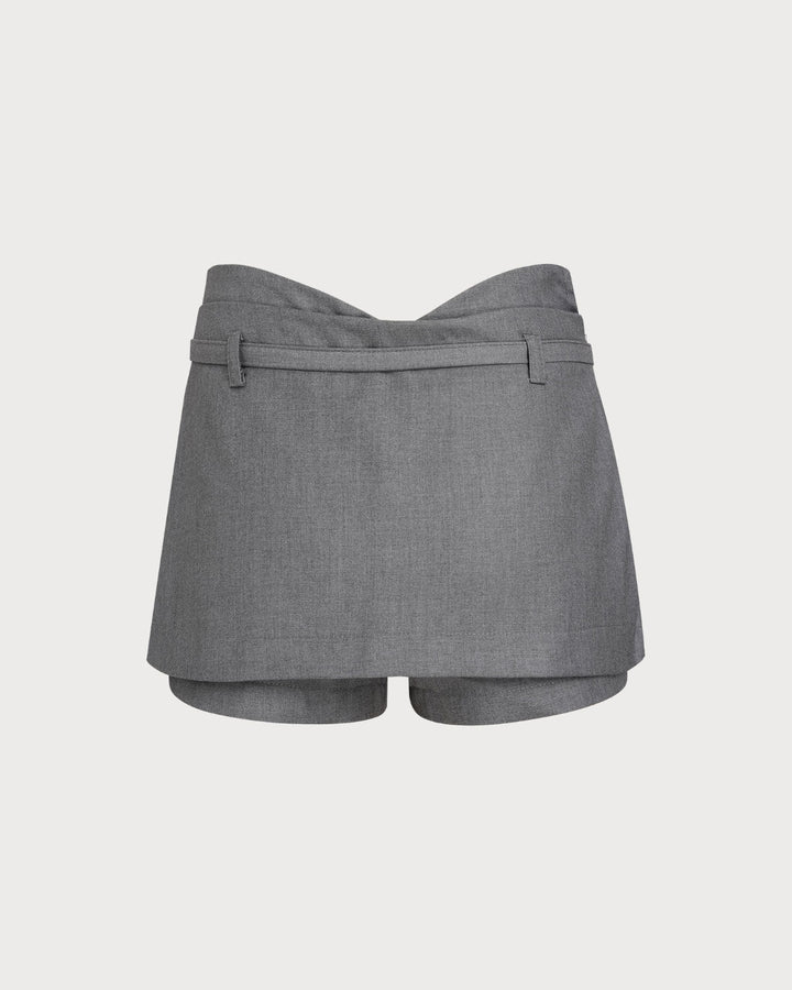 SALE | Grey Natural Waisted Belt Skort