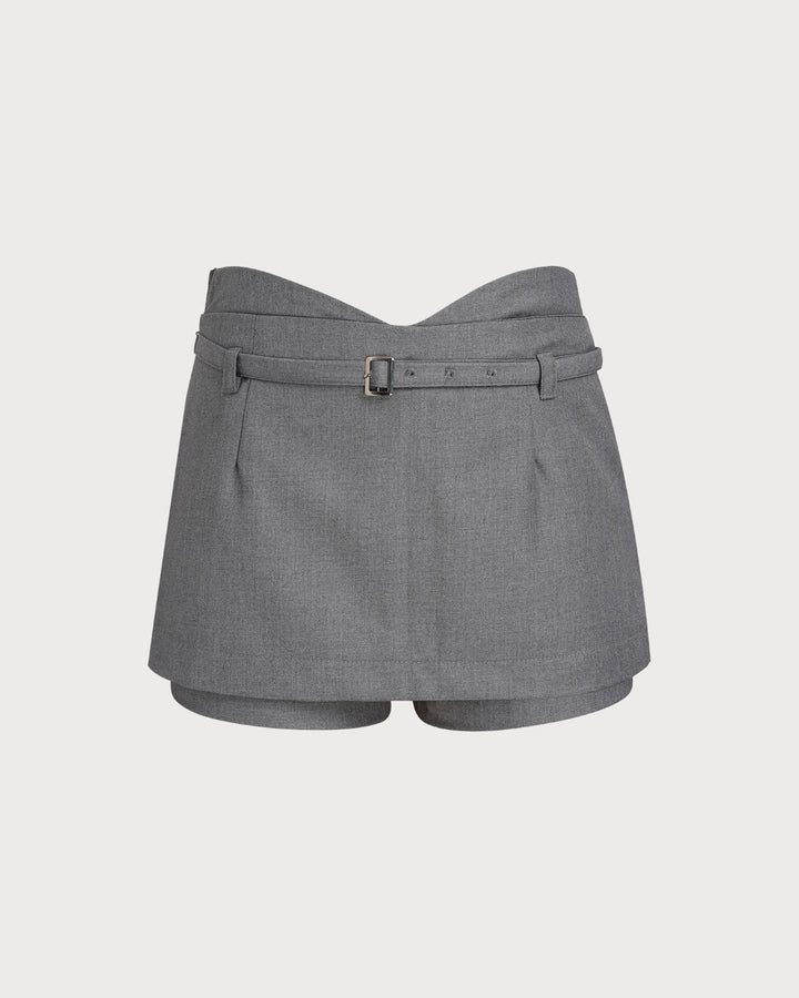 SALE | Grey Natural Waisted Belt Skort