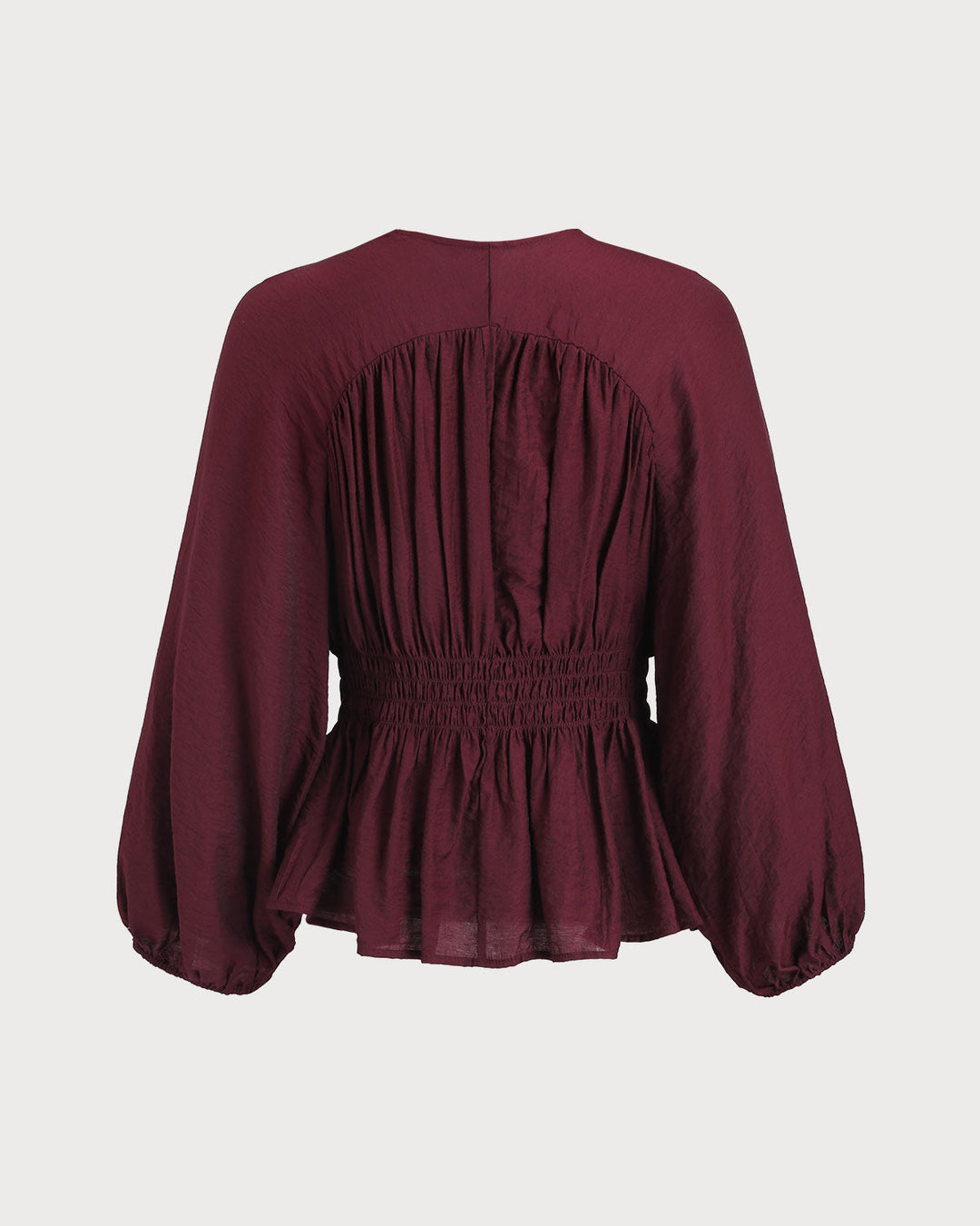 SALE | Wine Red V Neck Shirred Blouse