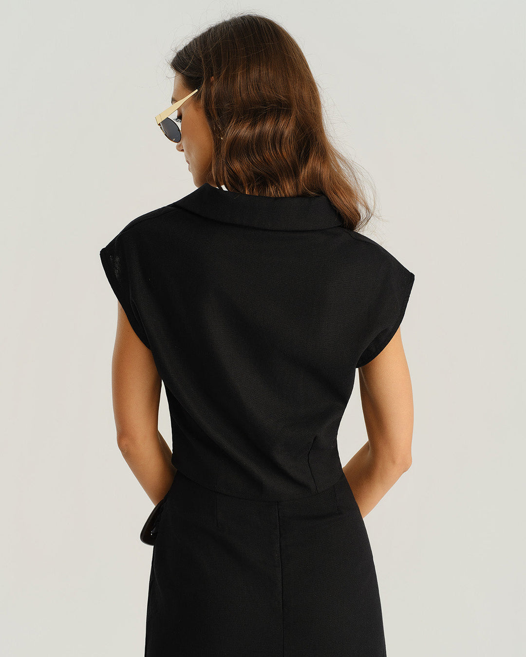 SALE | Black Cowl Sleeve Button Blouse