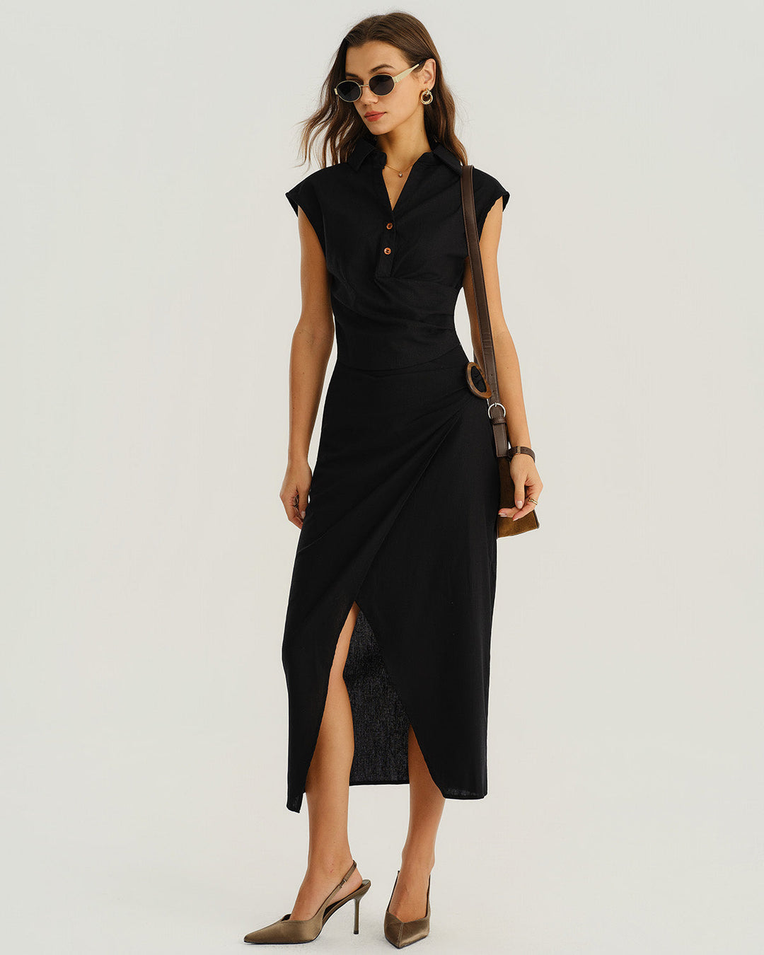 SALE | Black Cowl Sleeve Button Blouse