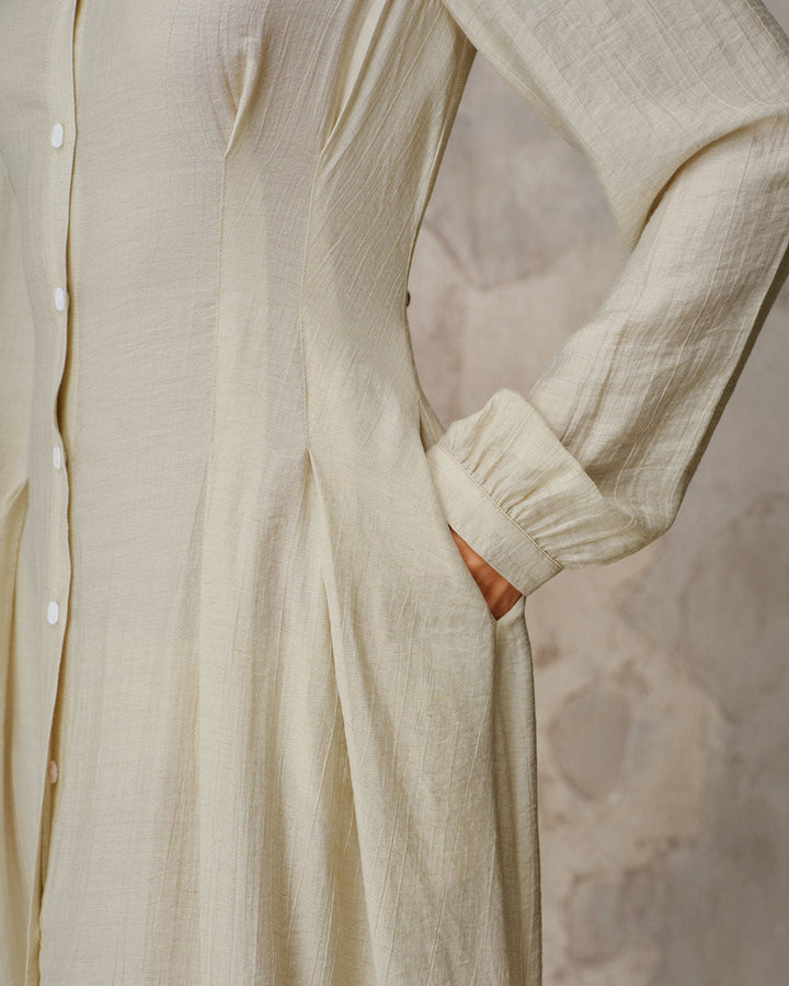 SALE | Apricot A-Line Button Midi Dress