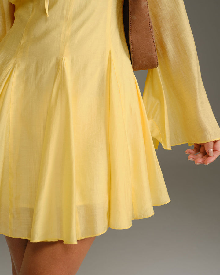 SALE | Yellow Bell Sleeve A-Line Mini Dress